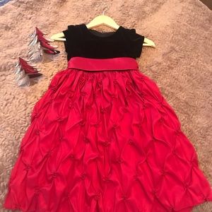 Gorgeous girls holiday dress velvet and red.